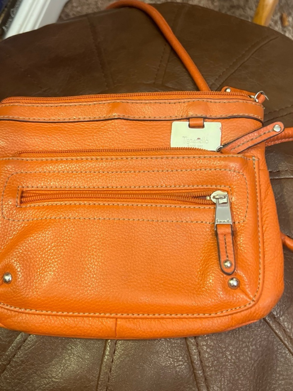 Tignanello Vibrant Orange Leather Crossbody